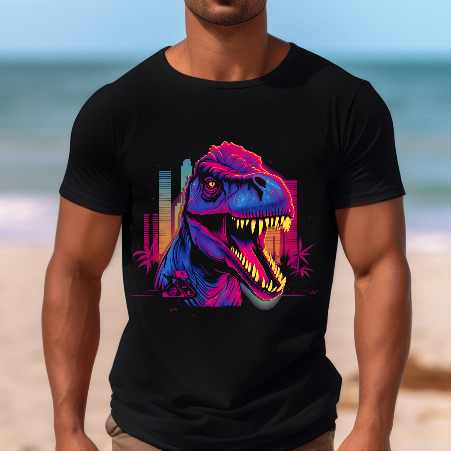 Synthwave Dinosaur 001